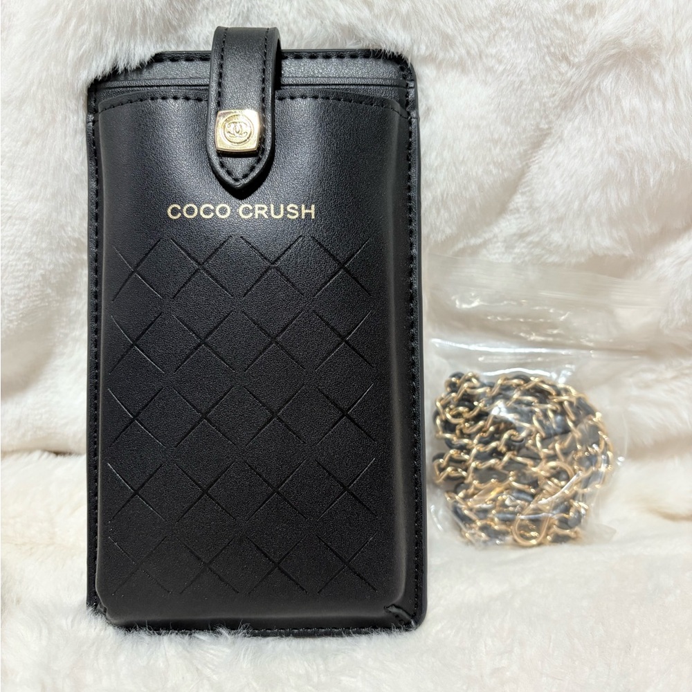 Coco Crush Black Phone Case with Gold Chain gwp